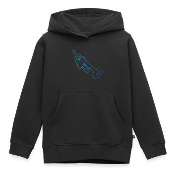 Trompettiste Jazz Trompettiste Trompette - Sweat Premium à capuche enfant bio - noir - Devant - AI Model Kid Male (0cm)