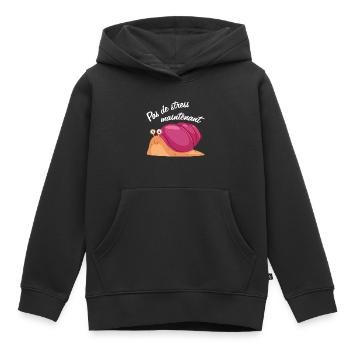 Pas de stress, un escargot qui dort. - Sweat Premium à capuche enfant bio - noir - Devant - AI Model Kid Male (0cm)
