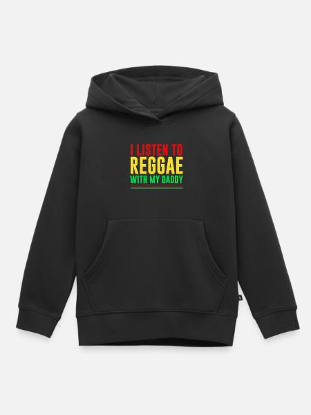J’écoute du reggae avec mon papa - Sweat Premium à capuche enfant bio - noir