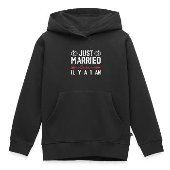 Baumwolle 1 Jahr Geschenk zum Hochzeitstag - Kinder Premium Organic Hoodie - Schwarz - Vorne - AI Model Kid Male (0cm)