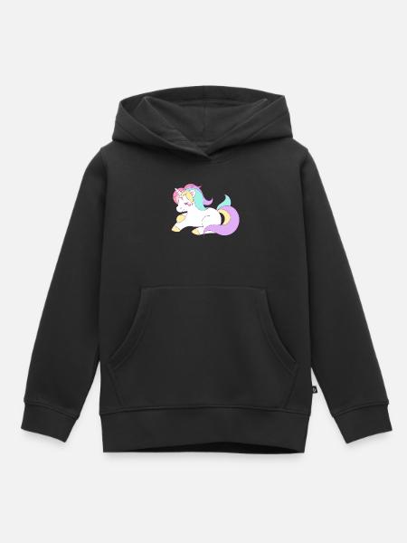 Einhorn - Kinder Premium Organic Hoodie - Schwarz