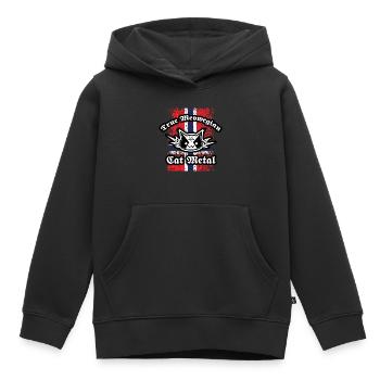 True Meowegian Cat Metal - Norwegische Flagge - Kinder Premium Organic Hoodie - Schwarz - Vorne - AI Model Kid Male (0cm)