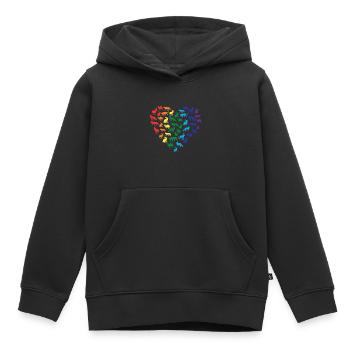 Tierliebe - Regenbogen Herz - Kinder Premium Organic Hoodie - Schwarz - Vorne - AI Model Kid Male (0cm)