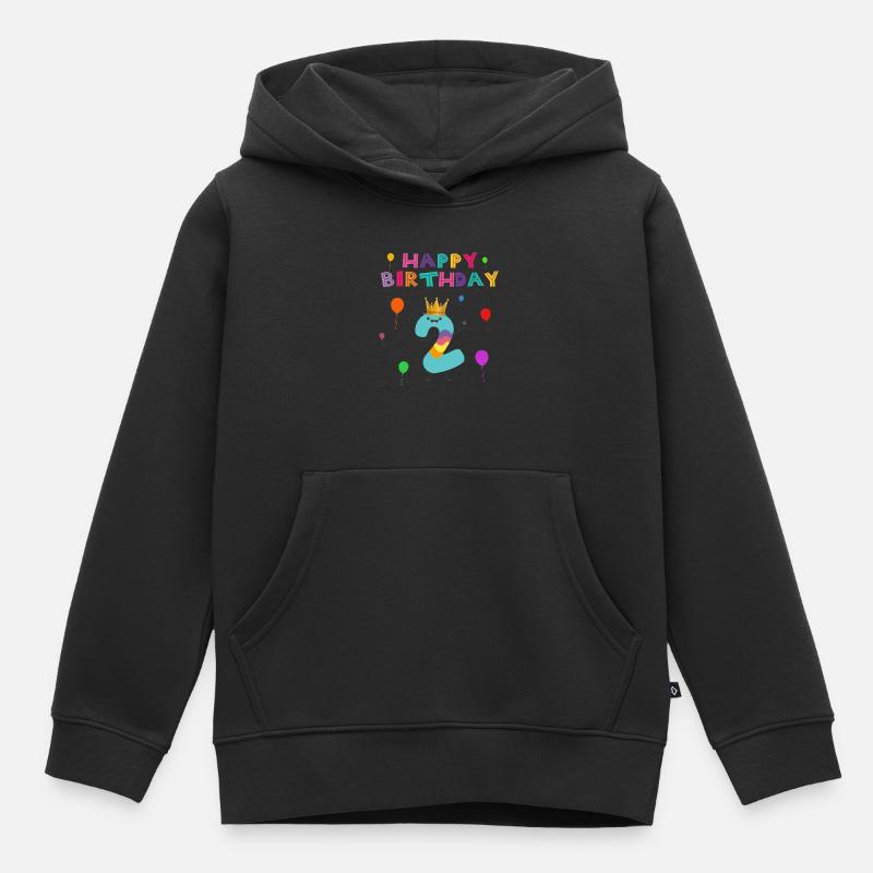 2ème anniversaire joyeux anniversaire - Sweat Premium à capuche enfant bio - noir
