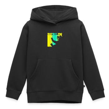 Ours de Berlin - Sweat Premium à capuche enfant bio - noir - Devant - AI Model Kid Male (0cm)