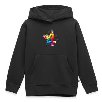4. GEBURTSTAG - GEBURTSTAGSKIND - 4 JAHRE ALT - Kinder Premium Organic Hoodie - Schwarz - Vorne - AI Model Kid Male (0cm)