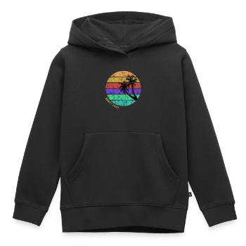 Plage de Santa Cruz - Sweat Premium à capuche enfant bio - noir - Devant - AI Model Kid Male (0cm)
