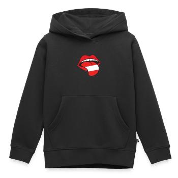 Bouche langue drapeau autriche cadeau rock'n'roll - Sweat Premium à capuche enfant bio - noir - Devant - AI Model Kid Male (0cm)