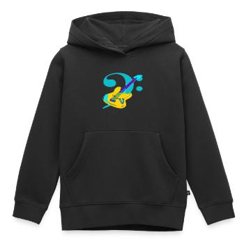 Bass Guitar Music Notes Clef - Sweat Premium à capuche enfant bio - noir - Devant - AI Model Kid Male (0cm)