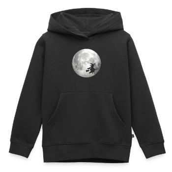 Pleine lune avec sorcière - Sweat Premium à capuche enfant bio - noir - Devant - AI Model Kid Male (0cm)
