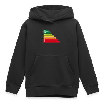 Label énergétique SF - Sweat Premium à capuche enfant bio - noir - Devant - AI Model Kid Male (0cm)