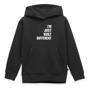 Je suis juste construit différemment - Sweat Premium à capuche enfant bio - noir - Devant - AI Model Kid Male (0cm)