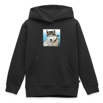 Husky - Sweat Premium à capuche enfant bio - noir - Devant - AI Model Kid Male (0cm)