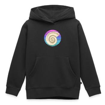La coquille d’escargot au coucher du soleil - Sweat Premium à capuche enfant bio - noir - Devant - AI Model Kid Male (0cm)