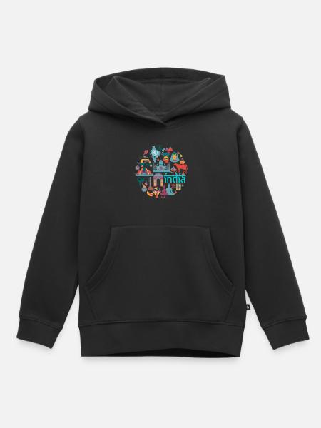 Indien - Kinder Premium Organic Hoodie - Schwarz