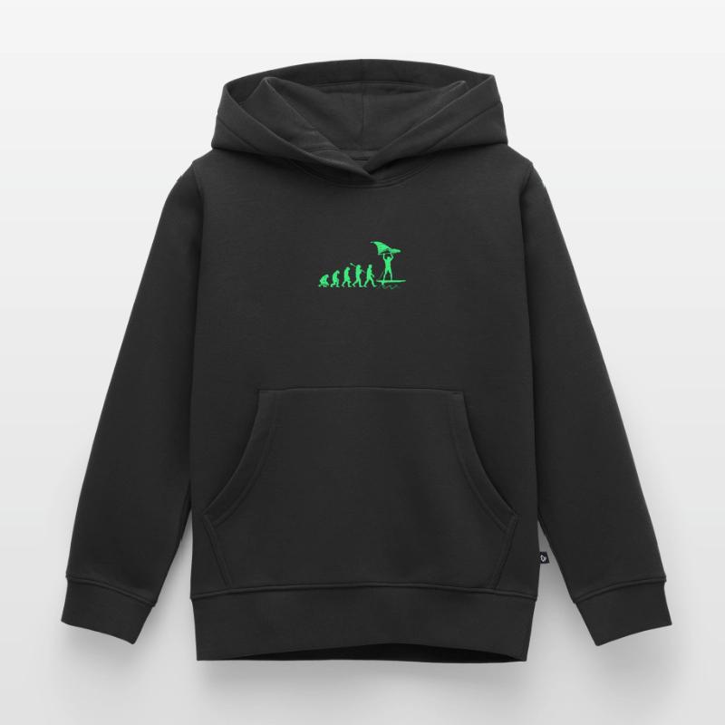 Wing Foil Evolution Affe Mensch Foiler Entwicklung Kinder Premium Organic Hoodie