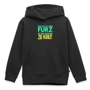 Si tu sens le pet, la distance est trop courte - Sweat Premium à capuche enfant bio - noir - Devant - AI Model Kid Male (0cm)