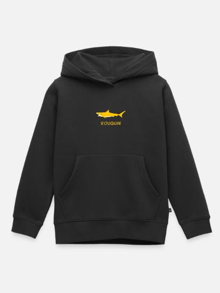ROUQUIN (requin, roux, orange) - Sweat Premium à capuche enfant bio - noir