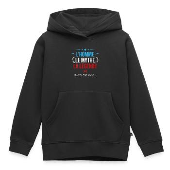 L'homme le mythe la légende - Sweat Premium à capuche enfant bio - noir - Devant - AI Model Kid Male (0cm)