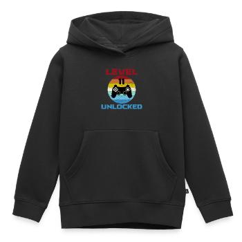 Contrôleur de joueur du 11e anniversaire Niveau 11 déverrouillé - Sweat Premium à capuche enfant bio - noir - Devant - AI Model Kid Male (0cm)