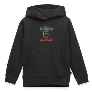 Drôle de devis d’ingénierie électronique pour l’électronique - Sweat Premium à capuche enfant bio - noir - Devant - AI Model Kid Male (0cm)