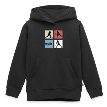 hockey retro vintage 7m hockeyspeler - Kinder Premium hoodie biologisch - zwart - Voor - AI Model Kid Male (0cm)