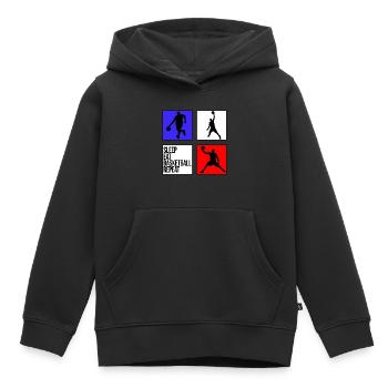 basket basket-ball sommeil manger basket répéter - Sweat Premium à capuche enfant bio - noir - Devant - AI Model Kid Male (0cm)