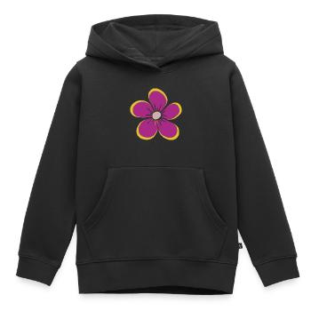 fleur violette, fleur, floral, motif floral, floral - Sweat Premium à capuche enfant bio - noir - Devant - AI Model Kid Male (0cm)