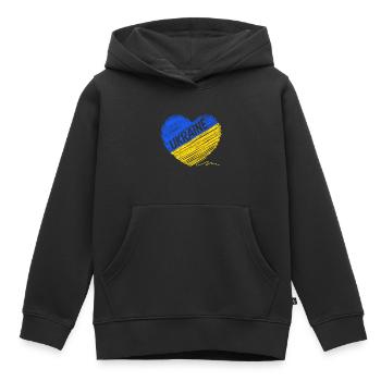 Drapeau de l’Ukraine - Priez pour l’Ukraine - Viva Ukraine - Sweat Premium à capuche enfant bio - noir - Devant - AI Model Kid Male (0cm)