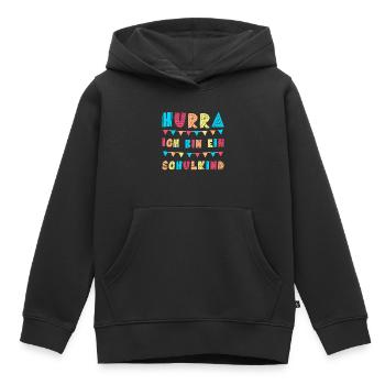 Hurra ich bin ein Schulkind Einschulung Geschenk - Kinder Premium Organic Hoodie - Schwarz - Vorne - AI Model Kid Male (0cm)