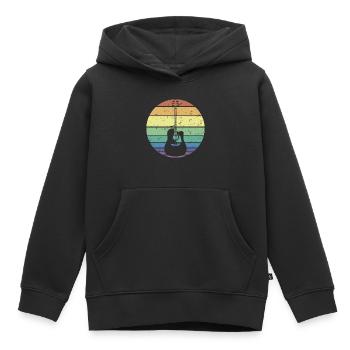 Retro Akustikgitarre Gitarrist Gitarrist Gitarrist Geschenk - Kinder Premium Organic Hoodie - Schwarz - Vorne - AI Model Kid Male (0cm)