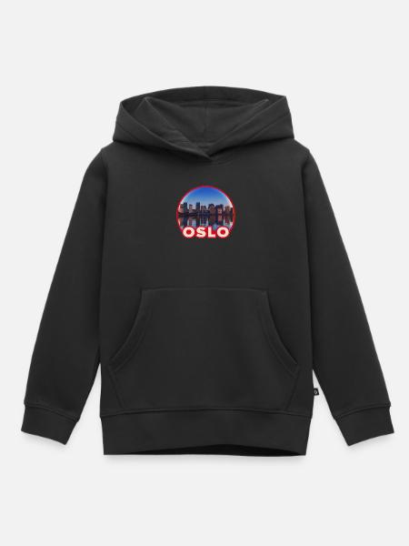 Oslo Skyline Rundlogo - Kinder Premium Organic Hoodie - Schwarz