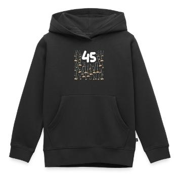 45 Balais Cadeau d'Anniversaire Humour Papa Maman - Sweat Premium à capuche enfant bio - noir - Devant - AI Model Kid Male (0cm)