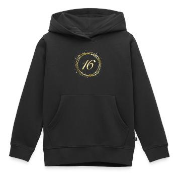 16 - Sweat Premium à capuche enfant bio - noir - Devant - AI Model Kid Male (0cm)