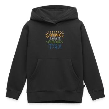 Camping Idea - Kids Premium Organic Hoodie - black - Front - AI Model Kid Male (0cm)
