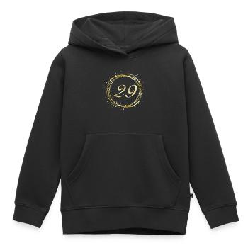 29 - Sweat Premium à capuche enfant bio - noir - Devant - AI Model Kid Male (0cm)