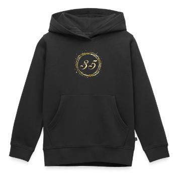 35 - Sweat Premium à capuche enfant bio - noir - Devant - AI Model Kid Male (0cm)
