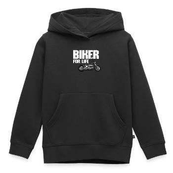 Motard pour la vie - Sweat Premium à capuche enfant bio - noir - Devant - AI Model Kid Male (0cm)
