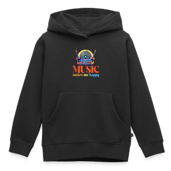 La musique me rend heureux - Sweat Premium à capuche enfant bio - noir - Devant - AI Model Kid Male (0cm)