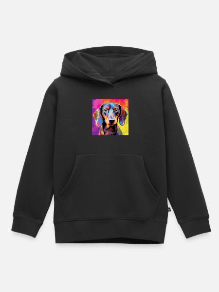 Teckel Pop Art - Kinder Premium hoodie biologisch - zwart