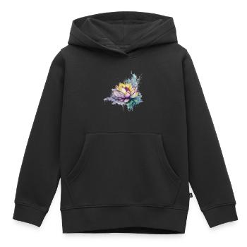 Lotus - Sweat Premium à capuche enfant bio - noir - Devant - AI Model Kid Male (0cm)