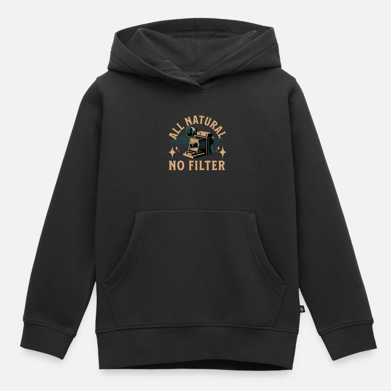 All Natural No Filter Vintage Camera - Sweat Premium à capuche enfant bio - noir