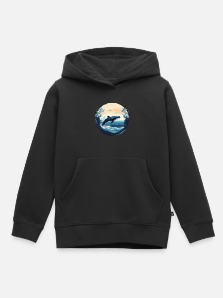 Wal - Kinder Premium Organic Hoodie - Schwarz