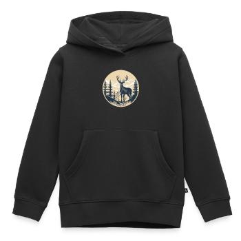 Cerf - Sweat Premium à capuche enfant bio - noir - Devant - AI Model Kid Male (0cm)