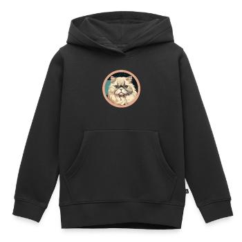 Persian cat - Kids Premium Organic Hoodie - black - Front - AI Model Kid Male (0cm)