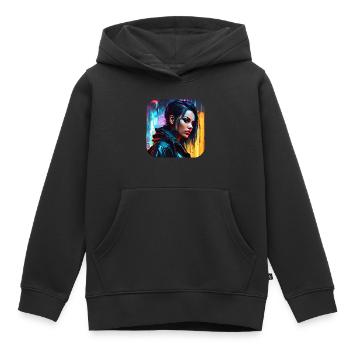 Cooles Goth Cyberpunk Girl - Kinder Premium Organic Hoodie - Schwarz - Vorne - AI Model Kid Male (0cm)