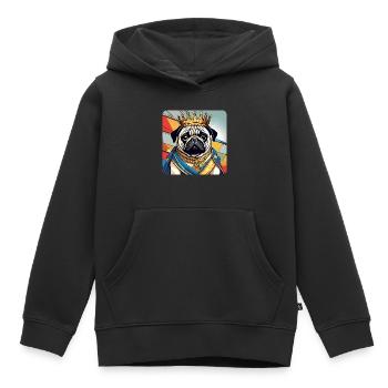 Niedlicher königlicher Mops mit Krone - Kinder Premium Organic Hoodie - Schwarz - Vorne - AI Model Kid Male (0cm)