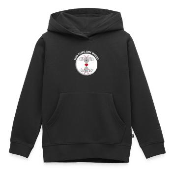 ICH FLIEG AUF DICH! - FLEDERMÄUSE - LIEBE - HERZ - Kinder Premium Organic Hoodie - Schwarz - Vorne - AI Model Kid Male (0cm)