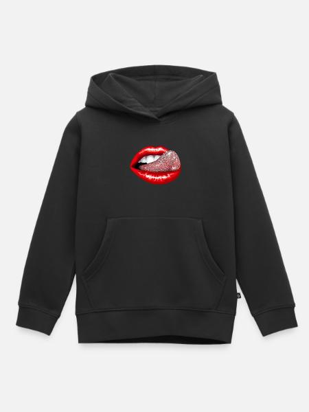 Glitzerzunge - Kinder Premium Organic Hoodie - Schwarz