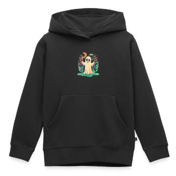 Fantôme d’Halloween - Sweat Premium à capuche enfant bio - noir - Devant - AI Model Kid Male (0cm)